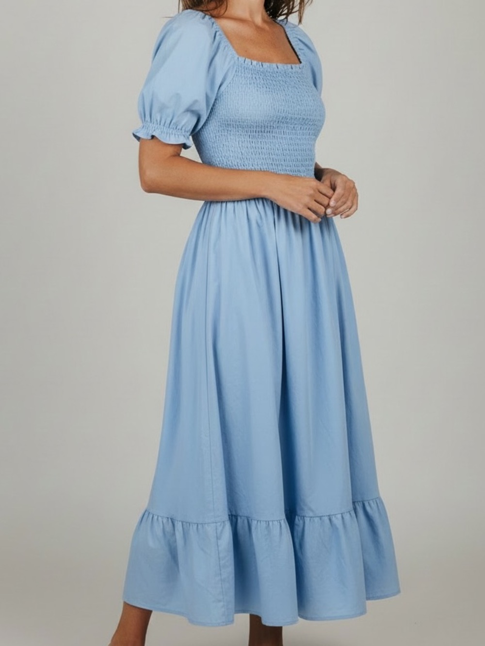 ZAFUL Smocked Square-Neck midi Dress Sz 6